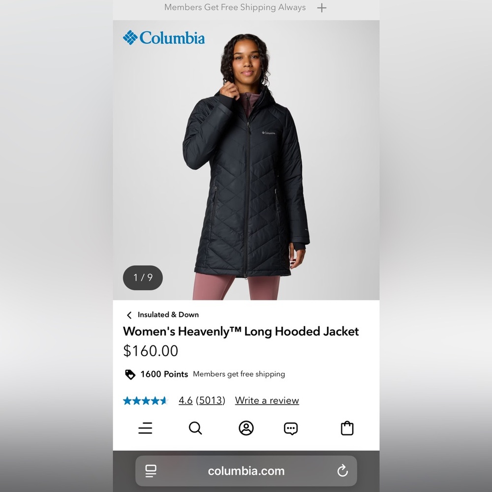 Columbia Women's Black Quilted Hooded Puffer Jacket